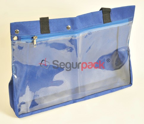 bolsin de seguridad con frente transparente y manijas